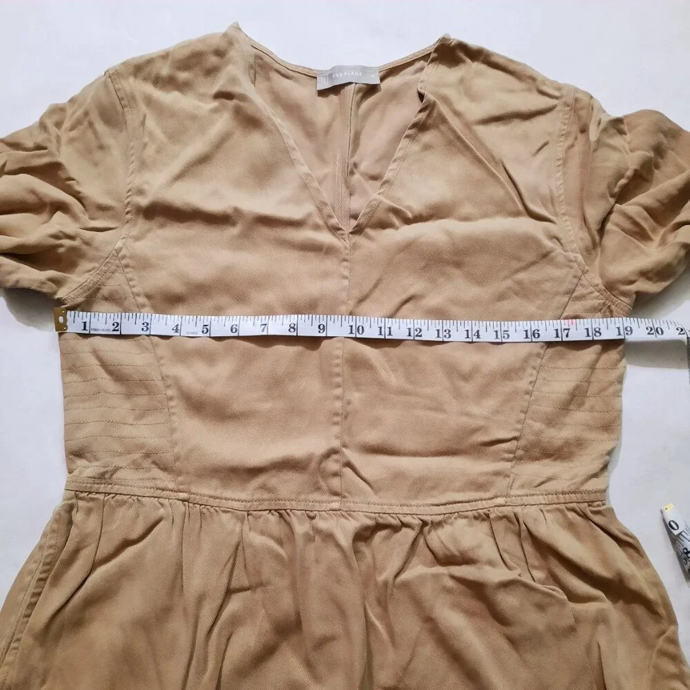 NWOT Everlane The TENCEL™ Puff-Sleeve Dress Tan (Cornstalk) - Size M - Picture 10 of 14
